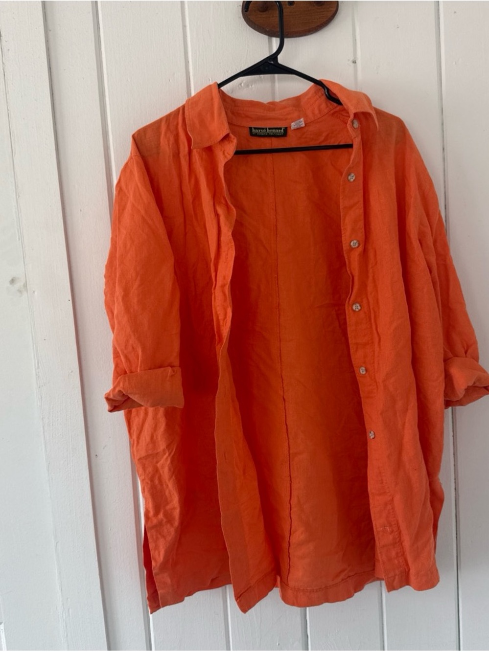 Orange Linen Button Down